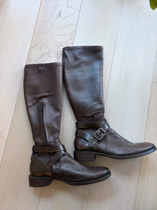 Celine Shoes - Celine Classic Leather Riding Boots - Dark Brown 38